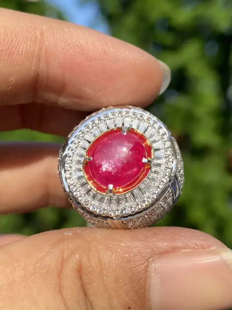 Cincin Permata Ruby 2.29 ct Ring Perak Microsetting Tupper