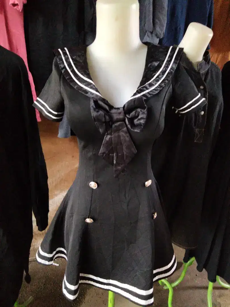 Mini Dress Sailor Hitam Elegan