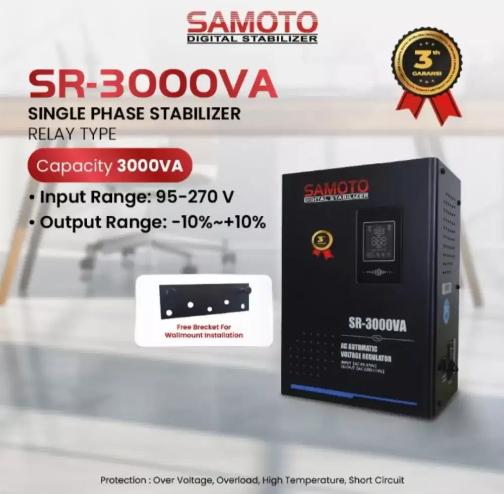 Stabilizer SAMOTO 3000 Watt AVR Stabilizer Relay Type SR3Kva