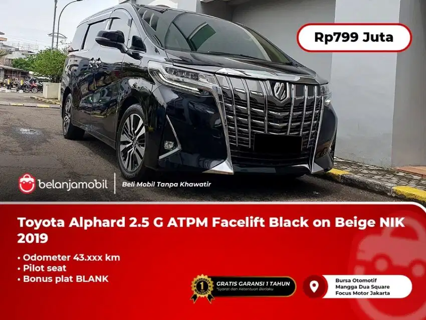 [ PILOT SEAT ] Toyota Alphard 2.5 G ATPM Facelift Black 2019/2020