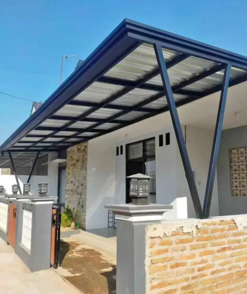 Kanopi besi hollow atap transparan. Atap alderon dll