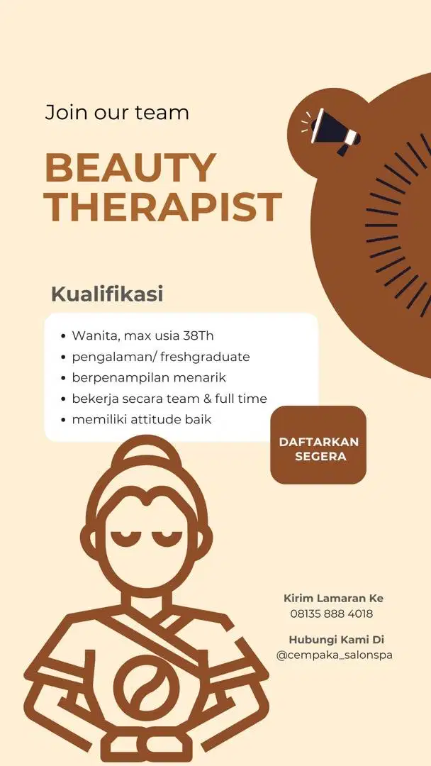 lowongan therapist spa salon