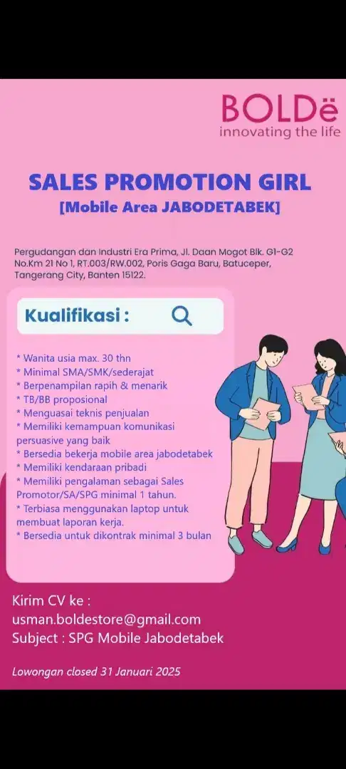 LOKER SPG MOBILE AREA JABODETABEK