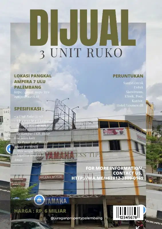 jual ruko murah di 7 ulu