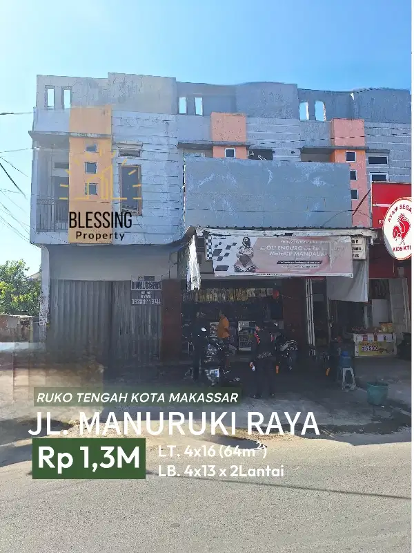 Dijual ruko tengah kota Makassar