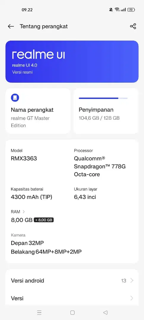 Realme gt master edition ram 8 / 128