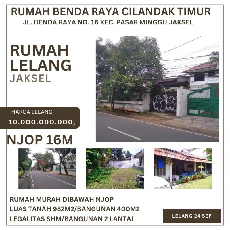 Jual lelang bawah NJOP Rumah Benda Raya Ps Minggu Jaksel