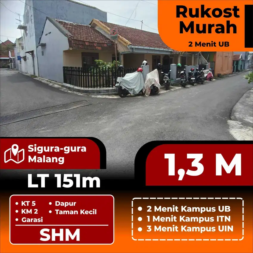 Rumah Kost Murah 3 Menit ke UB