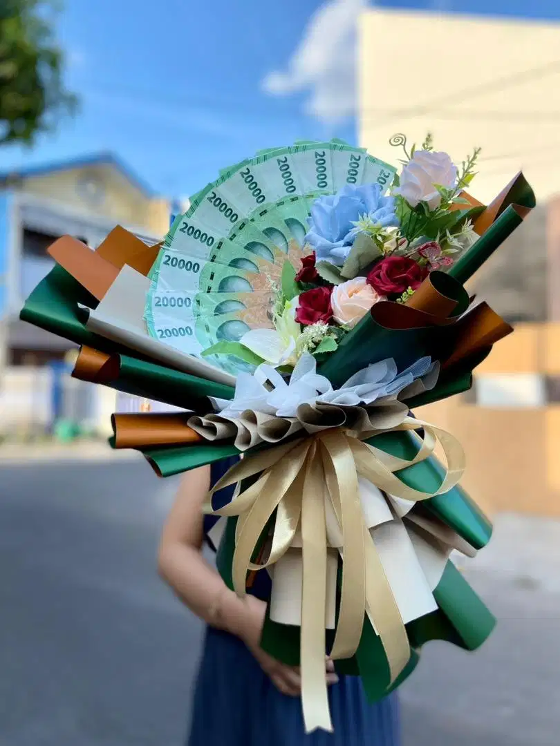 Bouquet Buket Bucket Uang Money Duit Kado Hadiah Wisuda Ultah Sidang