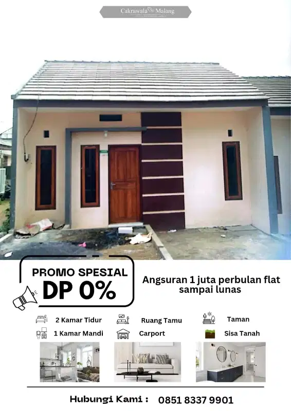 Rumah Dekat Kota Malang, Harga Terjangkau Tanpa DP!