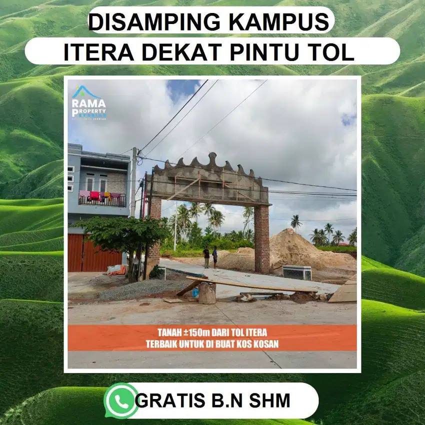 TANAH DSAMPING PINTU TOL DEKAT KAMPUS ITERA DJUAL MURAH