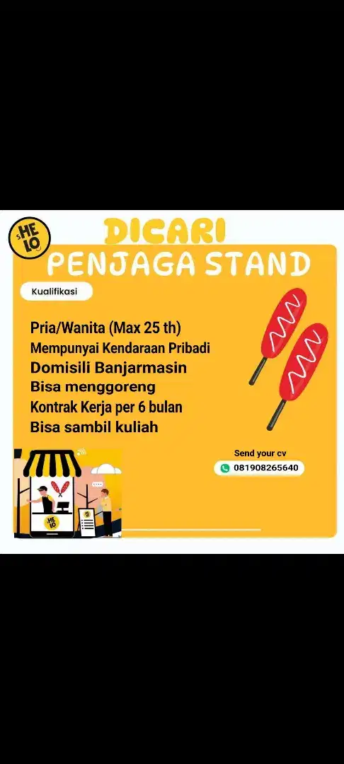 dicari Penjaga stand