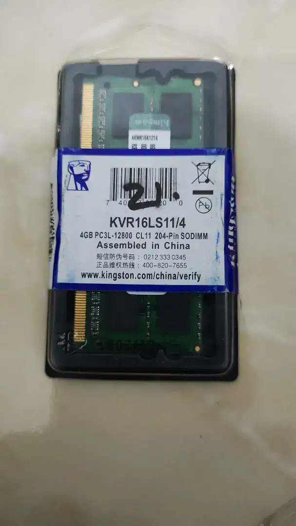 RAM KINGSTON DDR3L 4GB 12800 / 1600Mhz