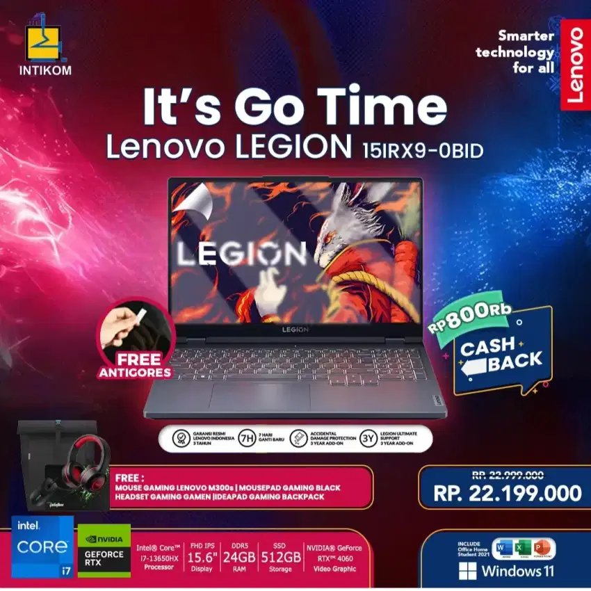 Cicilan Laptop Lenovo Legion 5 ram 24gb ssd 512gb cuma pakai KTP