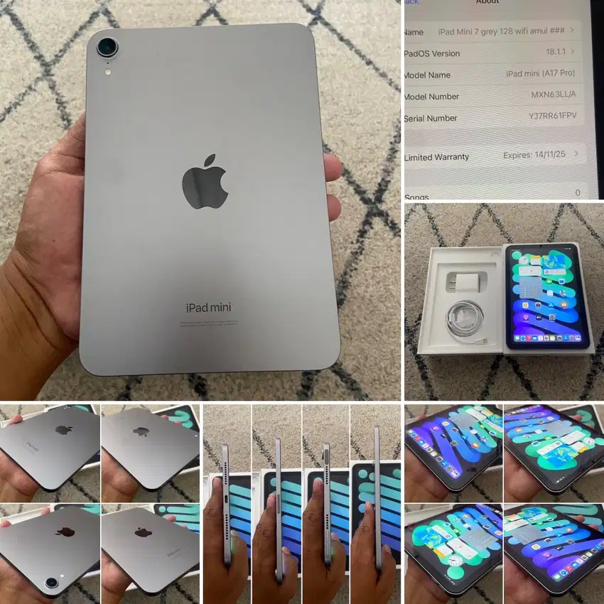 iPad Mini 7 2024 grey 128gb wifi garansi ON sd november 2025