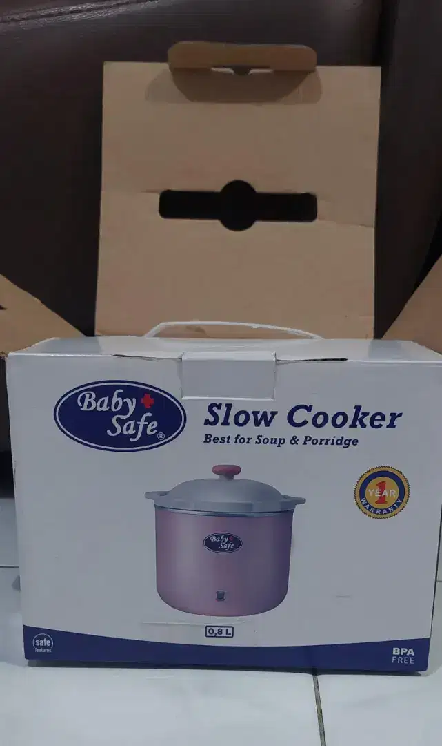 Baby safe slow cooker 0.8 Liter, Warna Pink.
