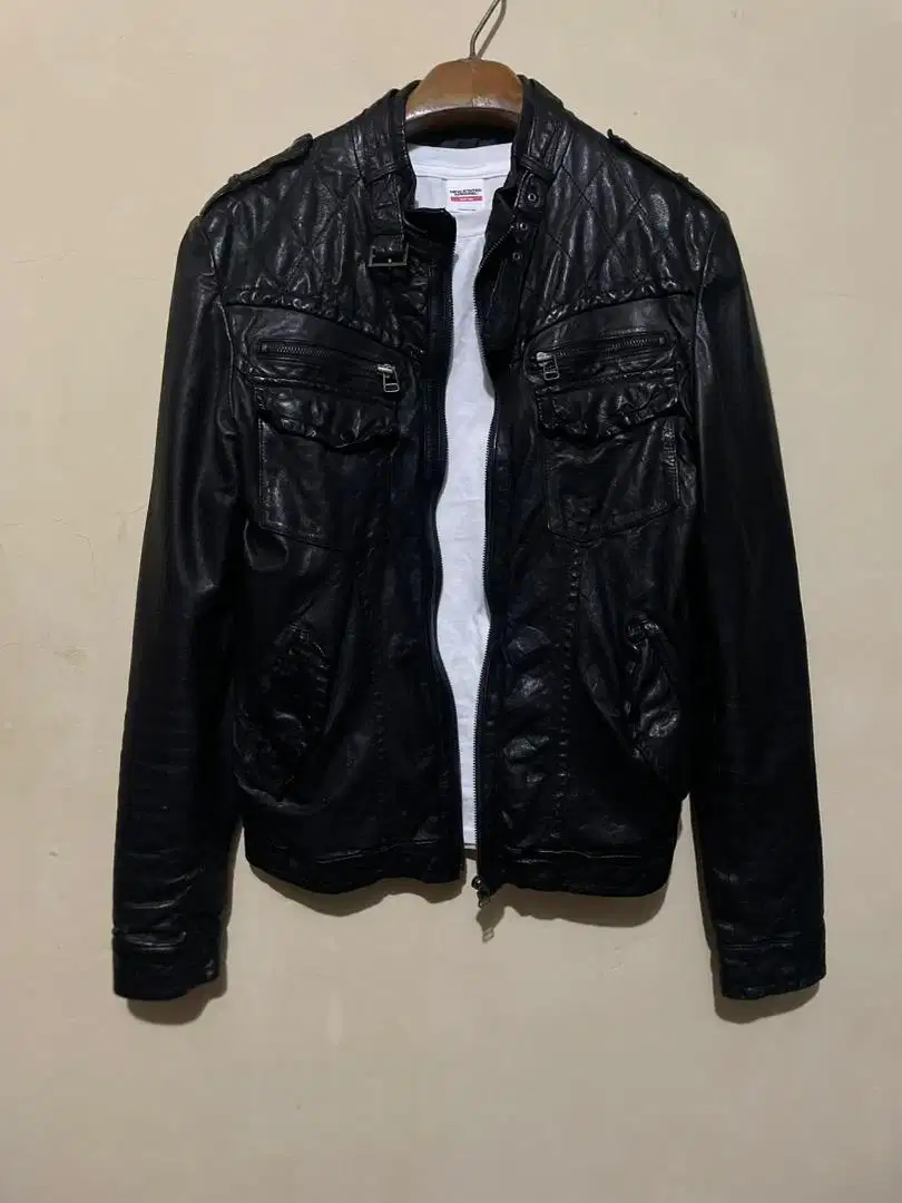 Jaket kulit domba biker rider