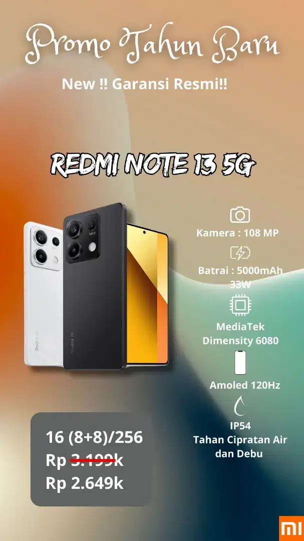 Promo Tahun Baru | Redmi Note 13 5G 8/256 New Garansi Resmi Segel