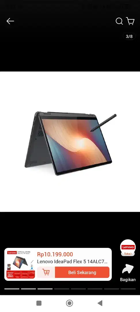 Jual Lenovo Ideapad flex 5,seken kondisi mulus 99%,baterai aman