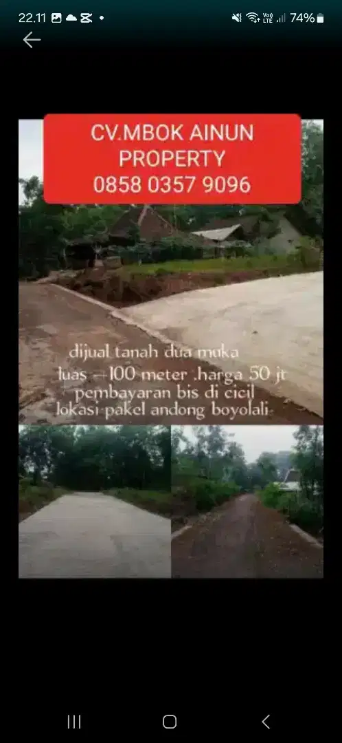 Dijual pekarangan PAKEL,ANDONG,BOYOLALI. DEKET BANDARA