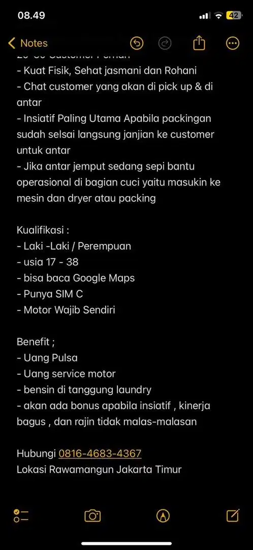 Kurir antar jemput laundry (Yang serius mau kerja )