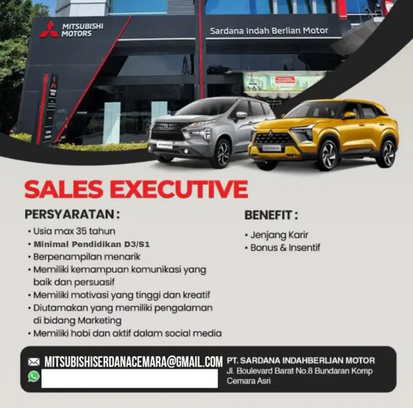 Lowongan kerja sales executive mobil Mitsubishi