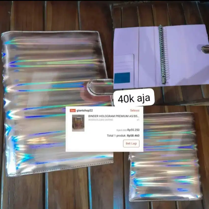 Binder hologram ukuran B5 Rosegold