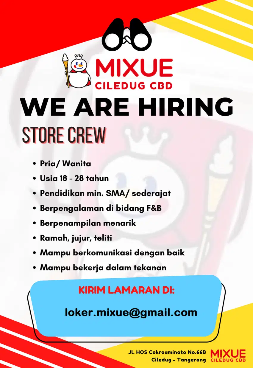 Crew Store / Barista - Mixue Ciledug CBD