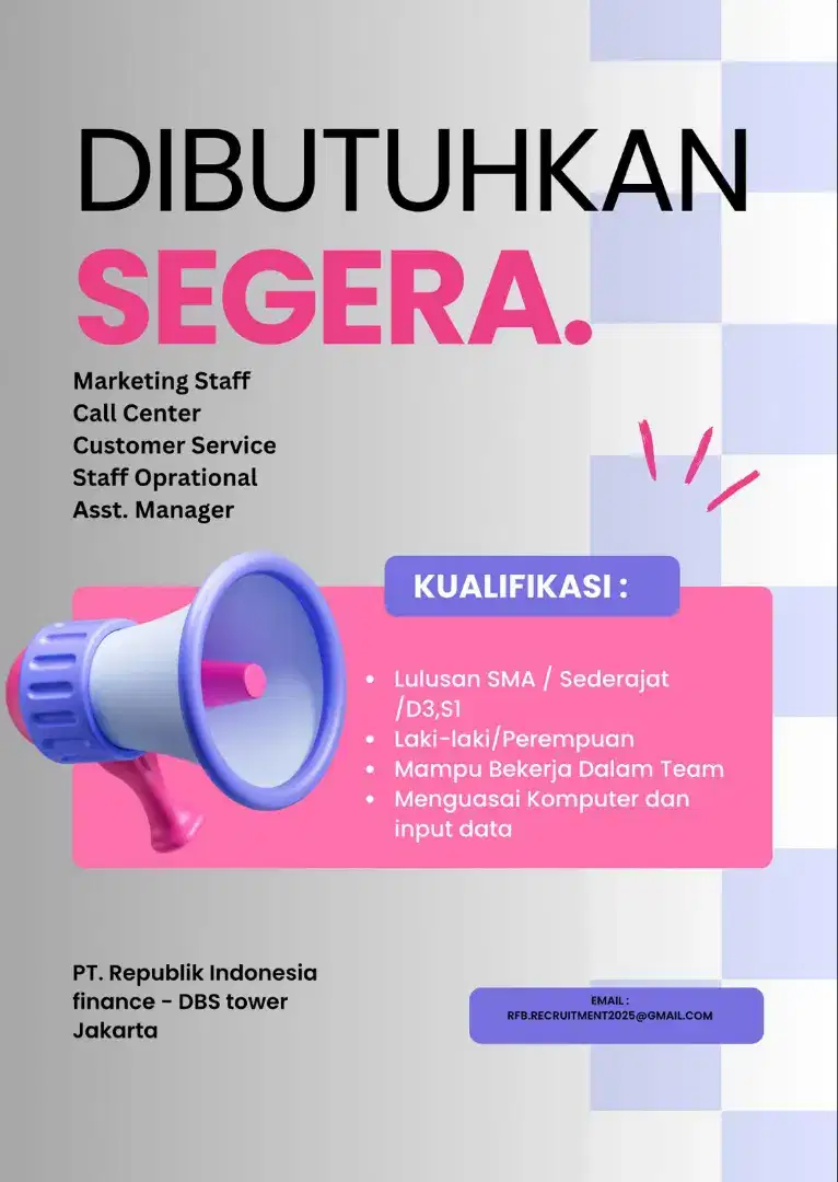 Lowongan Kerja Di Butuhkan Segera!