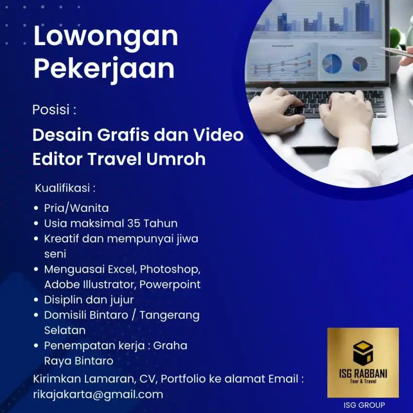 Lowongan Pekerjaan Desain Grafis dan Video Editor Travel Umroh