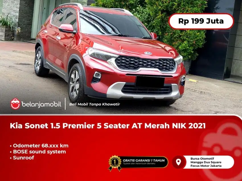 [ SUNROOF ] Kia Sonet 1.5 Premier 5Seater AT Merah BOSE 2021/2022