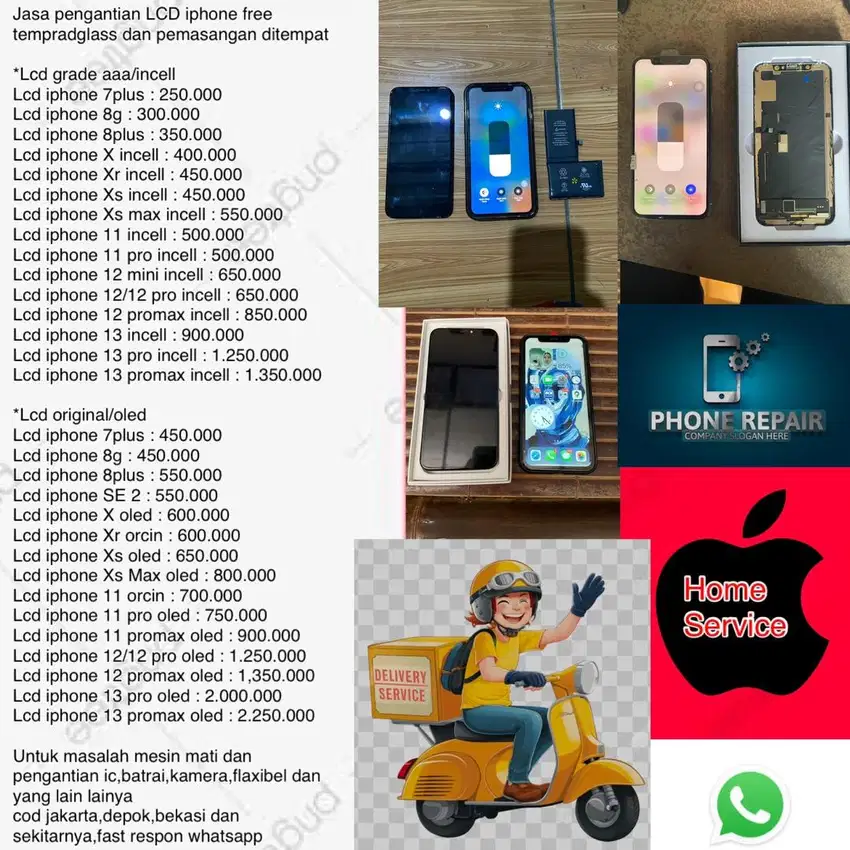 Lcd Iphone 7/8/X/11/12 Home Service