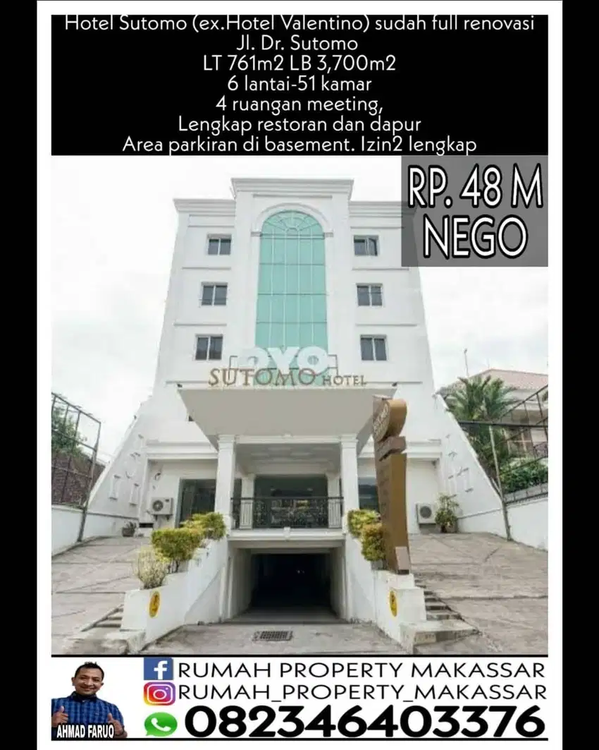 Hotel Sutomo (ex.Hotel Valentino) sudah full renovasi. Jl. Dr. Sutomo