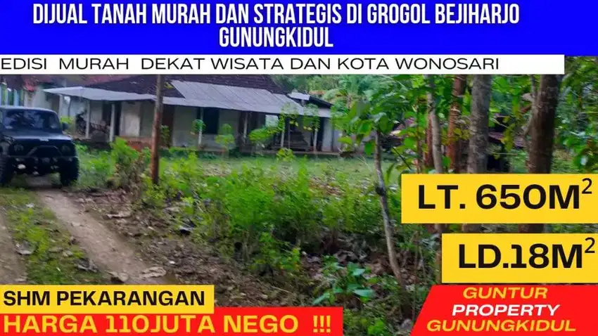 Tanah Dijual Murah dan strategis di Grogol Bejiharjo Gunungkidul