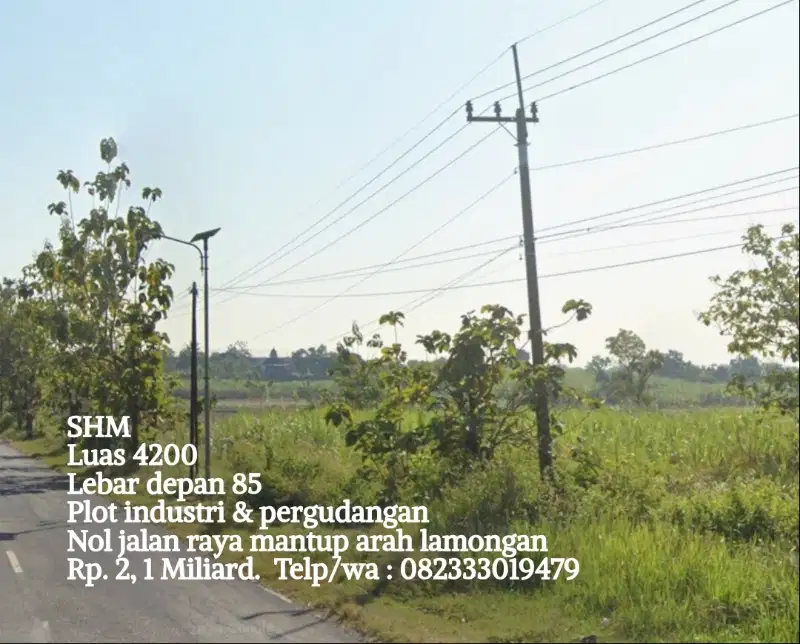 Rp. 500/m termurah Lahan industri lamongan