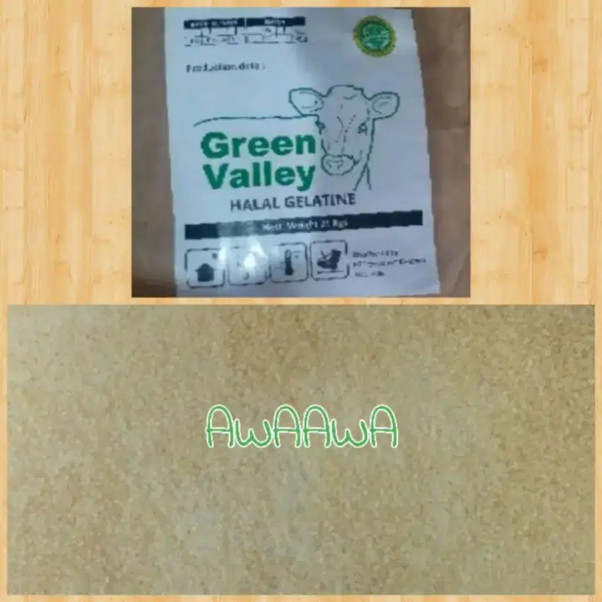1kg Gelatin sapi halal MUI green valley gelatine bubuk serbuk sendi