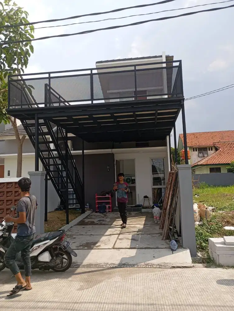 mezanine outdoor dak balkon rangka besi hollo galvanis antikarat