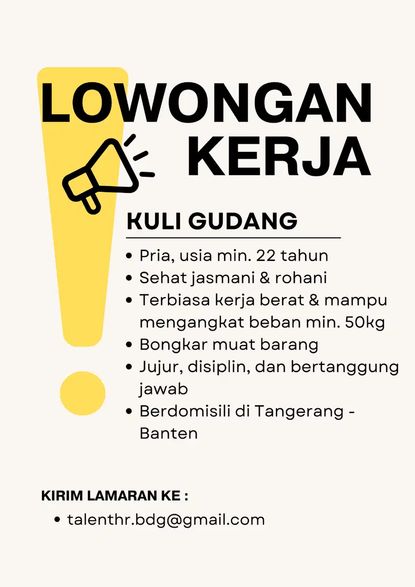 Lowongan Kuli Gudang