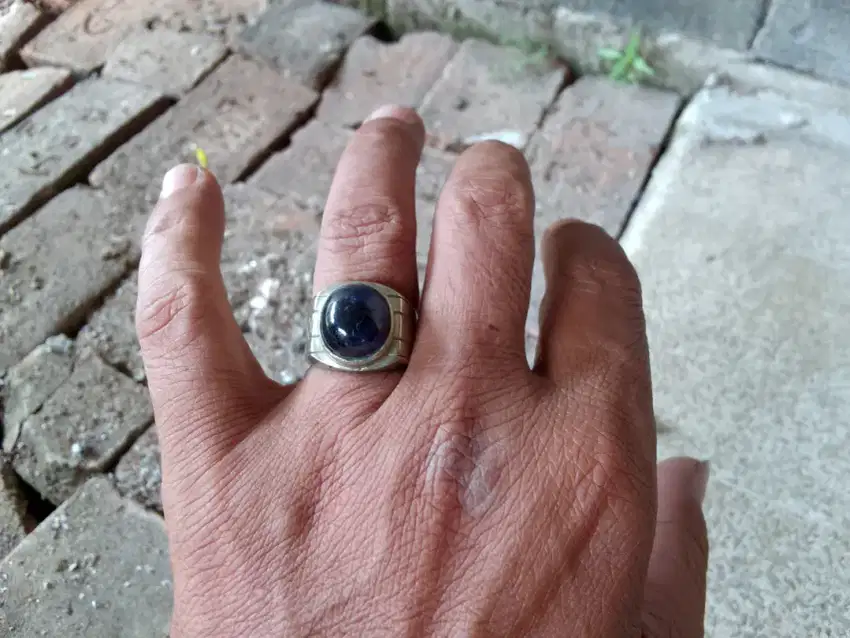 Batu blue sapphire/safir ring perak