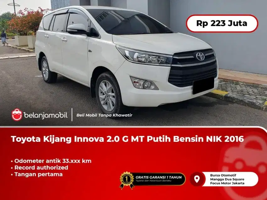 [KM 33RB] Toyota Kijang Innova 2.0 G MT Manual Putih Bensin 2016/2017