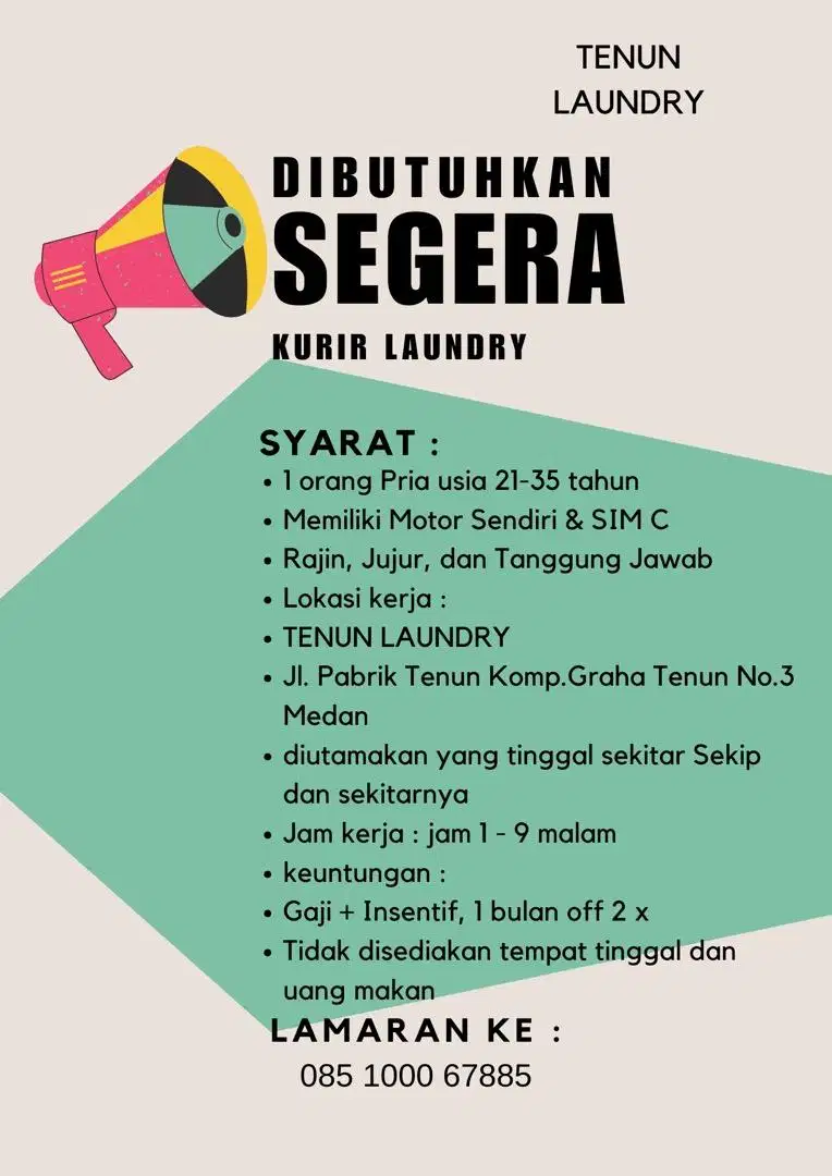 LOWONGAN KERJA KURIR LAUNDRY