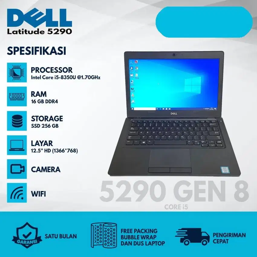 JUAL MURAH LAPTOP DELL LATITUDE 5290 CORE I5 GEN8 RAM 8/256GB M-WKJ