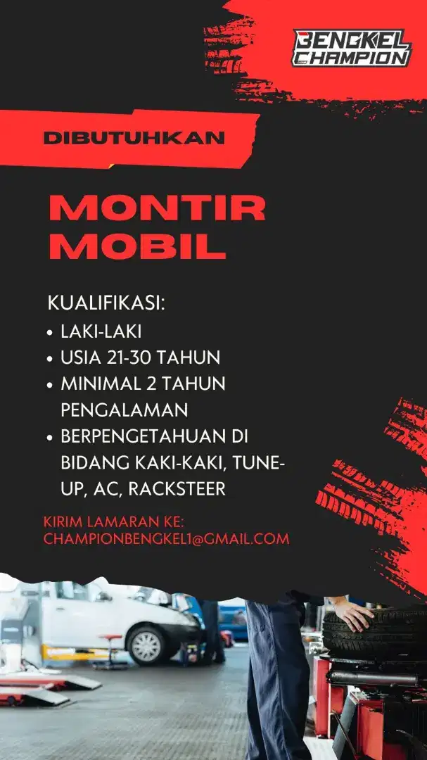 Lowongan Mekanik Mobil Bertanggung Jawab