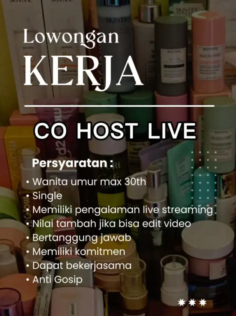 Co Host Live Streaming  (Jualan Produk Skincare & Makeup)