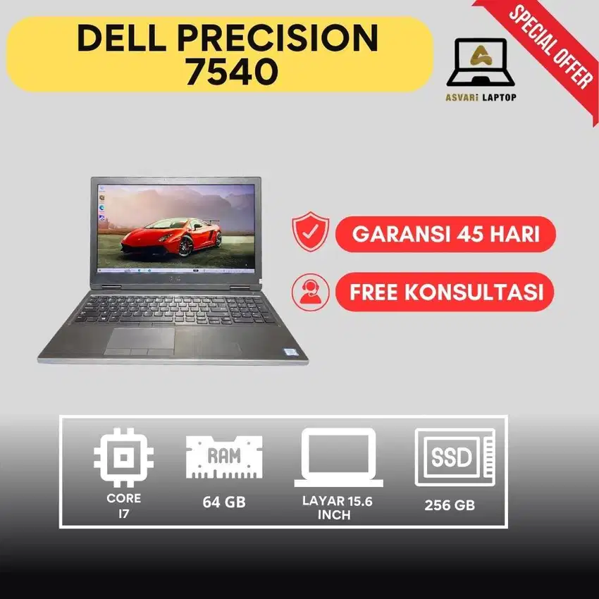 DELL PRECISION 7540 CORE I7 RAM 64 GB SSD 256 GB