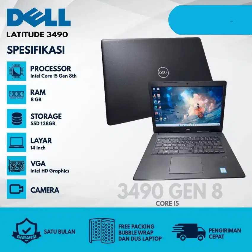 JUAL LAPTOP DELL LATITUDE 3490 CORE I5 GEN8 RAM 8/256GB MURAH M-WKJ