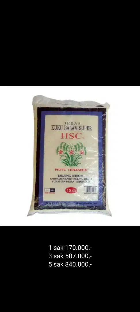 Promo Beras HSC Kuku Balam Super Biru 10kg