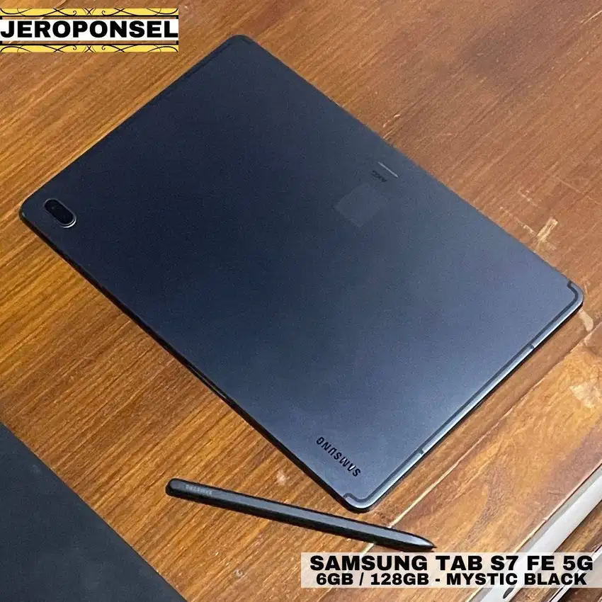 SAMSUNG GALAXY TAB S7 FE 5G 6/128GB MYSTIC BLACK SPEN SEIN MURAH MULUS