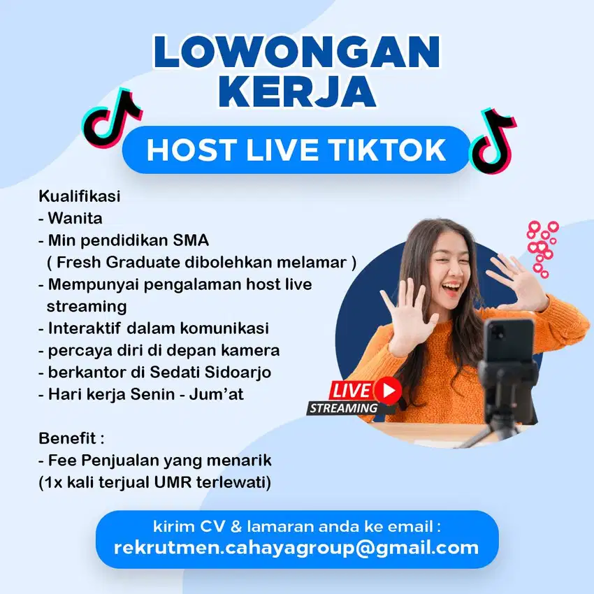 LOWONGAN HOST LIVE TIKTOK