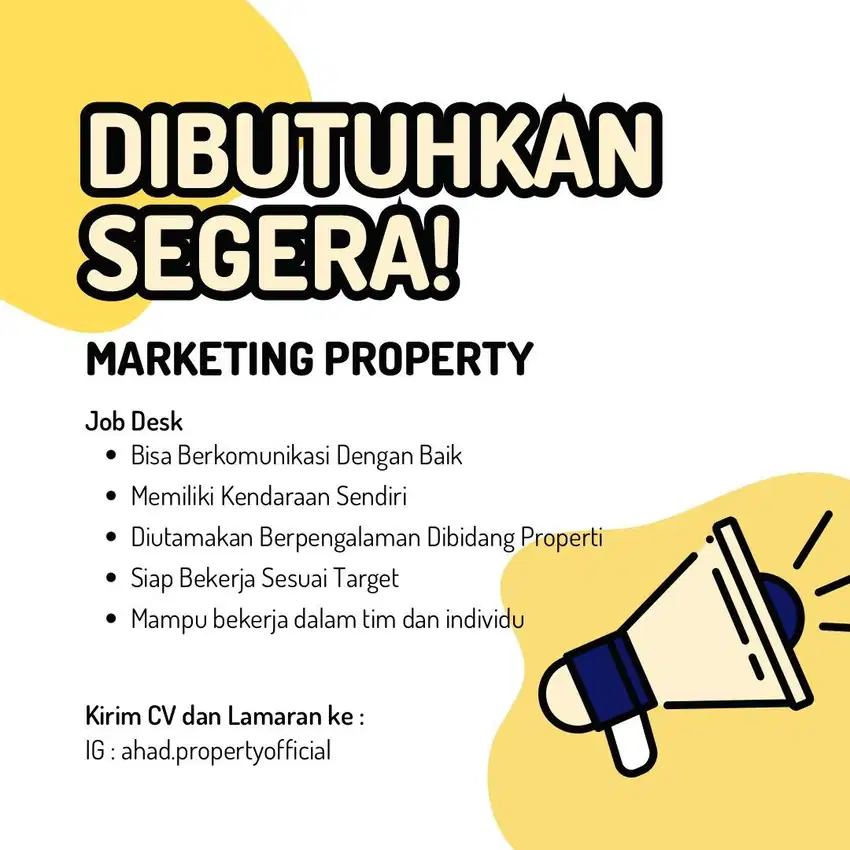 DIBUTUHKAN SEGERA MARKETING PROPERTY